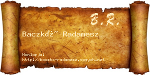 Baczkó Radamesz névjegykártya